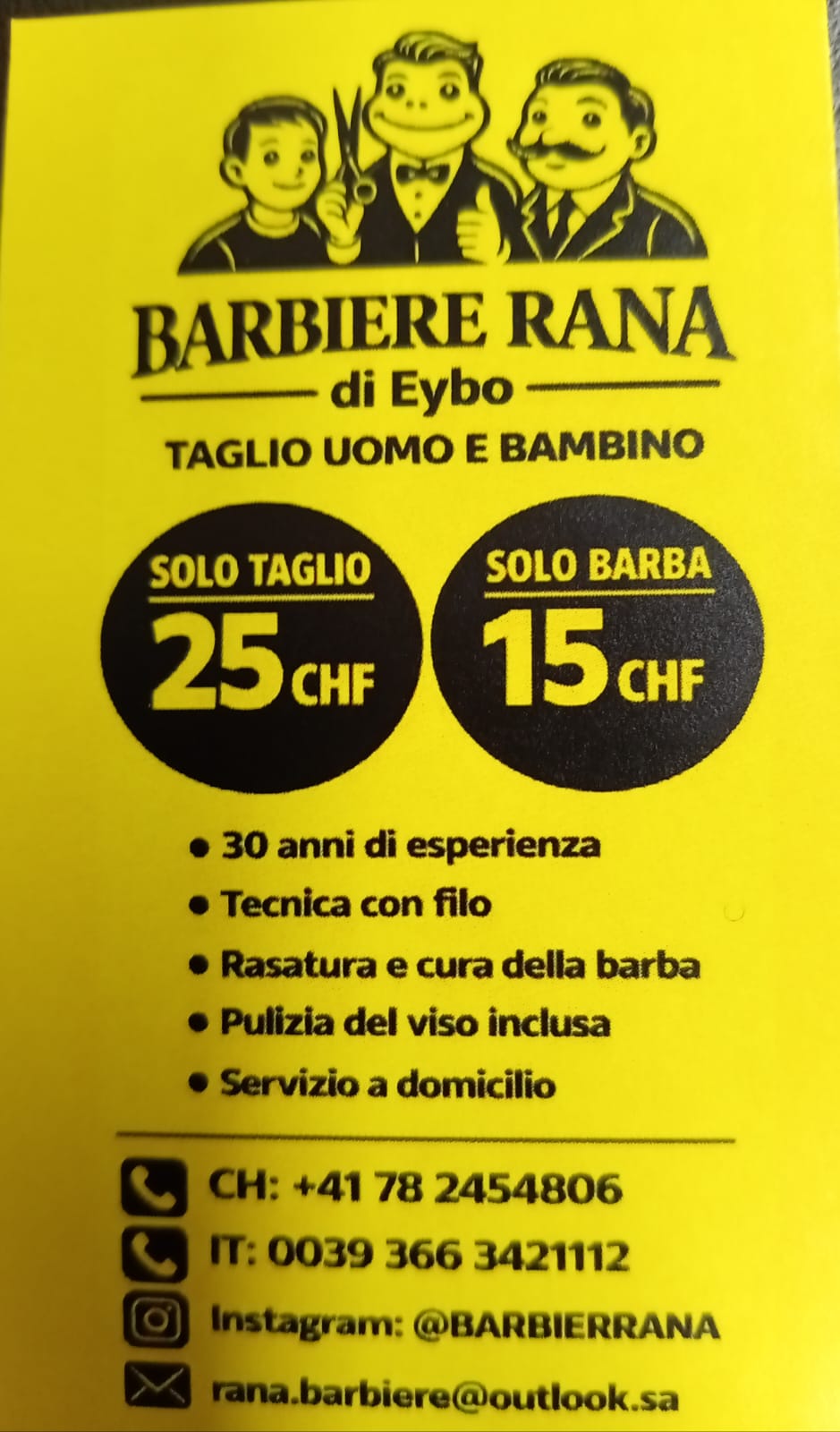 Volantino Barbiere Rana con prezzi e contatti